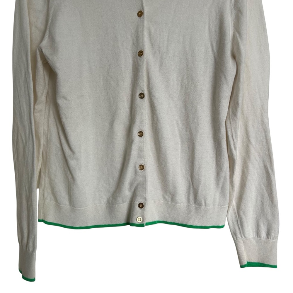 J Crew The Caryn Cardigan White/Cream & Green trim size Large - Picture 5 of 12